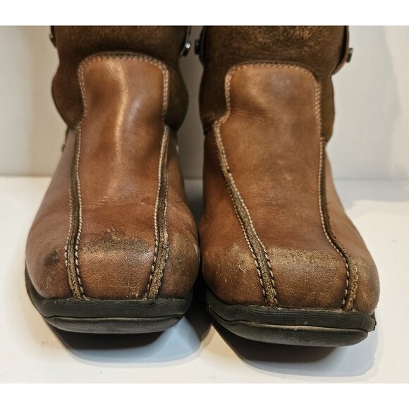 Blondo Brown Leather Snow Boots Faux Fur Lined Adjustable Size 7M Women’s - Picture 4 of 12